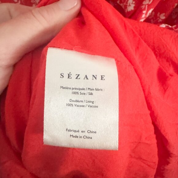 Sezane Red Silk Floral Gigi Mini Dress EU 44 / US 12 - Picture 6 of 7